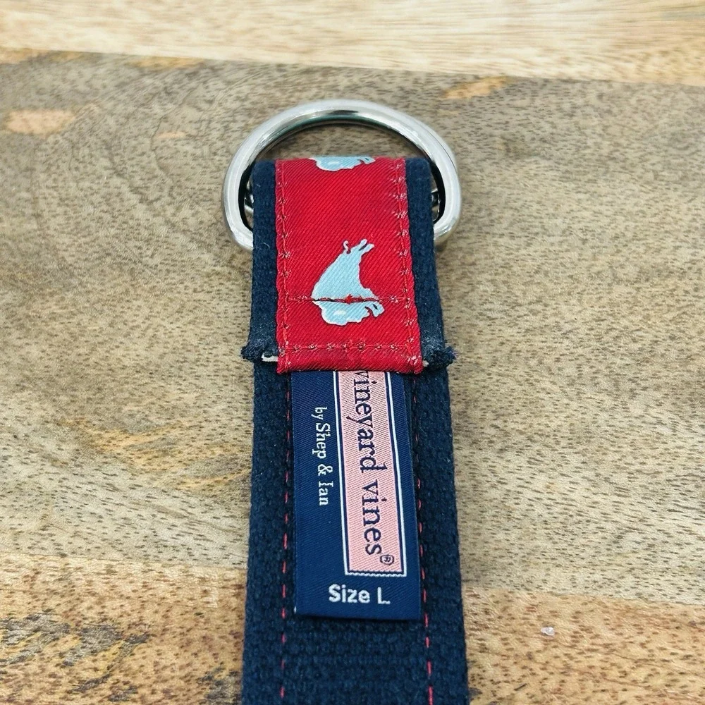 Vineyard Vines  Buffalo Navy Red D-Ring Belt Large